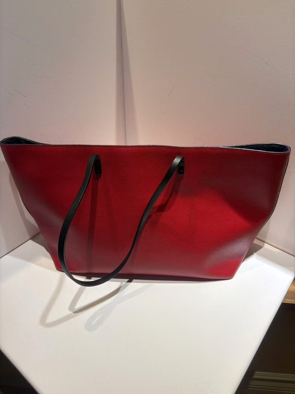 Red Leather Tote Bag with Eye Accent - Designer Style - Picture 2 of 5